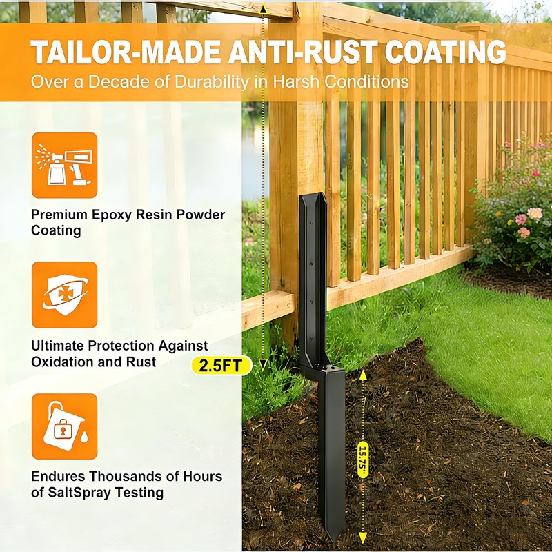 4PCS Fence Post Repair Kit, Heavy Duty Fence Post Anchor