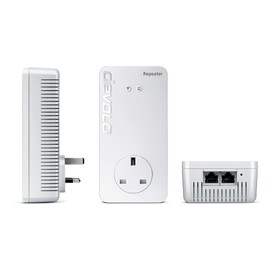 Devolo 8703 Wi-Fi ac Repeater Plus (Wi-Fi Booster with Plug Socket, Faster Internet using Dual Wi-Fi, Compatible with all Routers, (1,200 mbps, 2x LAN Ports, AP mode, Access Point), White