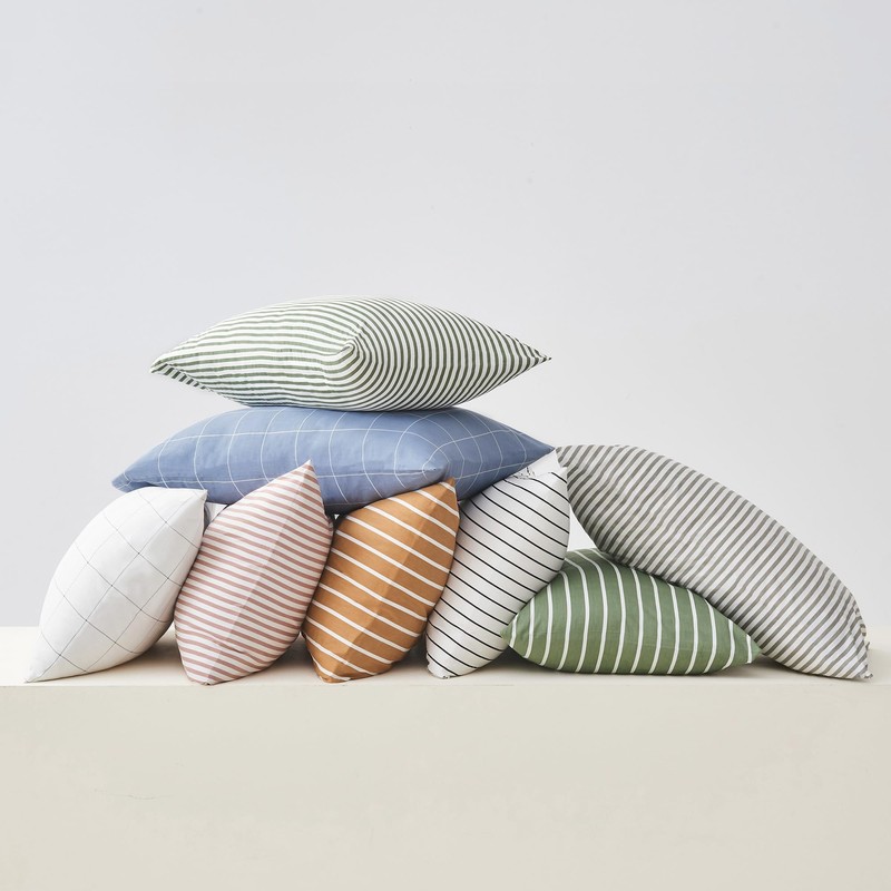 JELLYMONI 100% Natural Cotton Striped King Pillowcases Set, 2 Pack