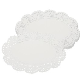 sourcing map 140pcs Paper Doilies, 10.3" x 7.5" Oval Lace Doilies Disposable Paper Placemats for Christmas Tableware Decoration White