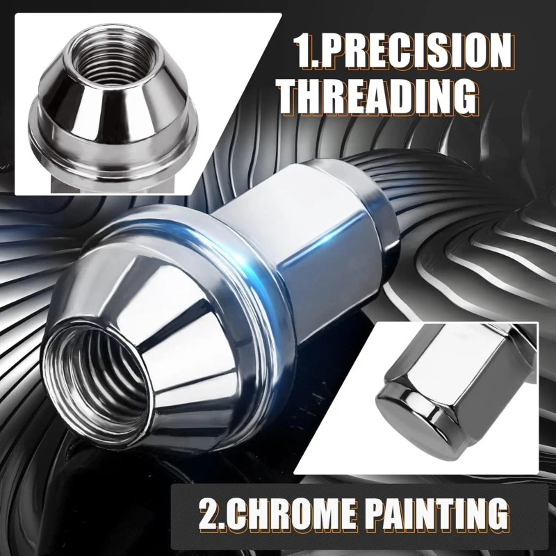 14x2 OEM Lug Nuts Chrome Finish SCM435 Steel for F150