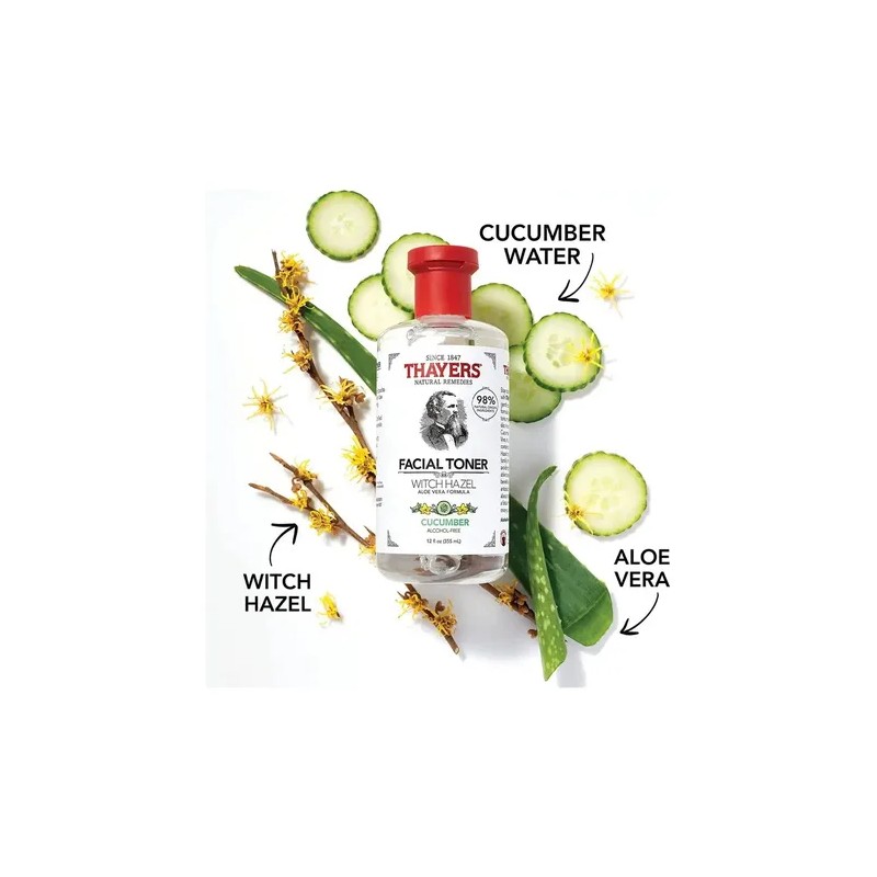 Thayers Tónico Facial Witch Hazel Cucumber, Calma e Hidrata, 355