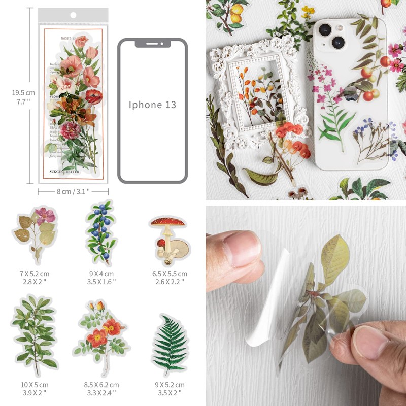 6 Packs Scrapbook Stickers, Scrapbook Stickers, Flower Stickers, Decoration Planner,