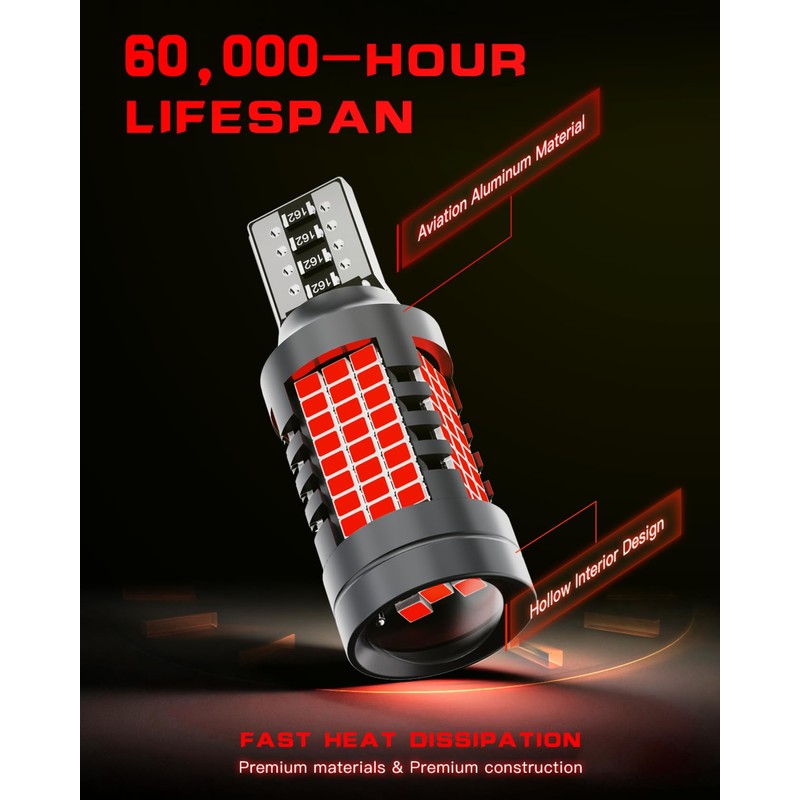 AULUXE 912 921 LED Red Color, 700% Brighter Than Halogen