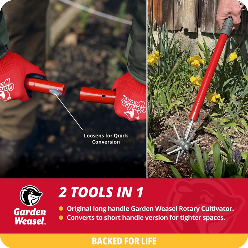 Garden Weasel Rotary Cultivator & Hand Tiller - 2-in-1 |