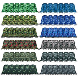 YUQILIN 120pcs drawstring bags bulk, drawstring backpack bulk camouflage drawstring bags bulk camo bag camo backpack army party favors cinch bags bulk string bags 12 Colors Paintball Party Favors