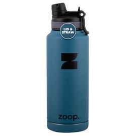 ZoopScoop zoop. Insulated Stainless Steel Water Bottle with 2-in-1 Sports Lid & Straw - 32oz - Blue