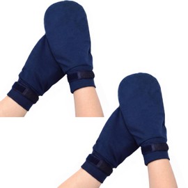 2 Pairs Cotton Eczema Gloves Sleeping,L,Deep Blue,Closed-top
