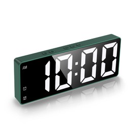 AMIR [New Version] Digital Alarm Clock, LED Alarm Clock for Bedroom, Electronic Desktop Clock with Temperature Display, Voice Control, 12/24H, Small Clock for Bedroom Decor
