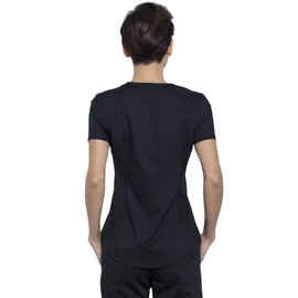 Cherokee Women's V Neck Scrubs Top with Shirttail Hem WW601, XXS, Black