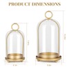 Versatile Metal Candle Holder Set with Handmade Glass Dome,Antique Brass