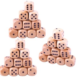 CJQRL Pack of 30 Wooden Dice with Eye Numbers, Card Game Party Game Accessories, Wooden Dice 16 mm, for Board Games, Dice Games, Game Evenings