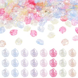 Magibeads 200Pcs Acrylic Leaf Charms 17x15mm Iridescent Clear Leaf Flower Petal Charms Pastel Kandi Dangle Plant Pendants for Women Crafts Earring DIY Jewelry Making Supplies