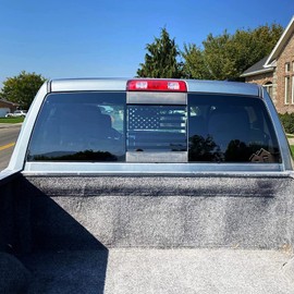 Xinghe for Nissan Frontier 2013-2023, American Flag Decals for Truck Back Middle Window, Matte Black USA Flag Decal for Truck Back Sliding Window, Waterproof Vinyl, Durable and Easy Remove Truck Decal