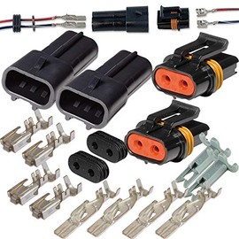 2 Pin Metri-Pack Waterproof Connector 10-12awg Terminals and Seals 46Amp (10-12 GA-2 Set)