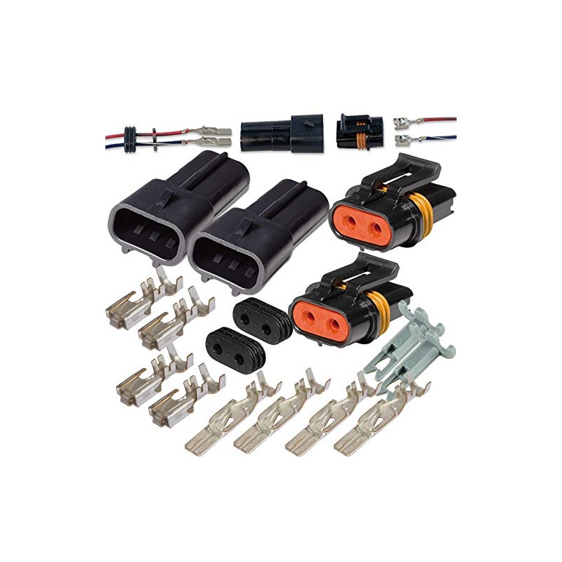 2 Pin Metri-Pack Waterproof Connector 10-12awg Terminals and Seals 46Amp
