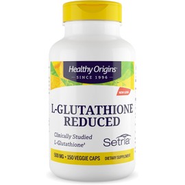Healthy Origins, L-Glutathione Reduced (Reduced L-Glutathione), 500 mg, 150 Vegan Capsules, Laboratory Tested, Vegetarian, Soy Free, Gluten Free, GMO Free