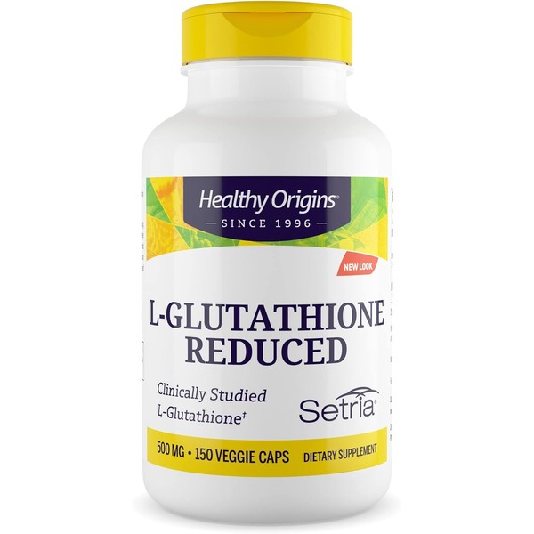 Healthy Origins, L-Glutathione Reduced (Reduced L-Glutathione), 500 mg, 150 Vegan Capsules, Laboratory Tested, Vegetarian, Soy Free, Gluten Free, GMO Free