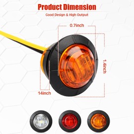 Treela 150 Pieces 3/4 Inch Round Mini Surface Mount LED Side Marker Lights Trailer Side Marker Lights for Truck Boat SUV ATV Bike Marine(Red, White, Amber)