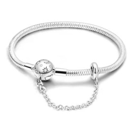 Pulsera De Plata 925 De Serpiente, Cadena Segura El Mundo Color Plateado Largo 20 Cm