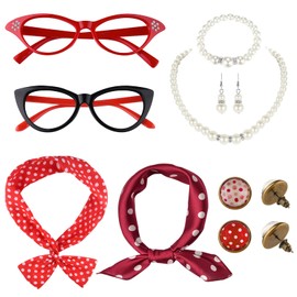 TUPARKA 12 Pieces 50s Costume Accessories Set Fancy Dress for Women