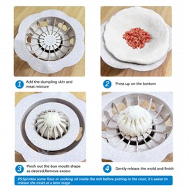 6.6'' Baozi Maker Machine,Food-Grade Material Big Dumpling Bao Bun Mold,Kid Easy To Use And Clean,Dumpling Crimper Maker Quick Made Pastry Pie Steam Bun Mold For Home Kitchen Beginner (White)