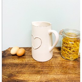 Sifcon Cream Ceramic Heart Jug with Handle