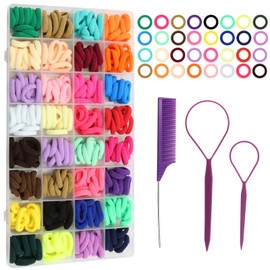VEGCOO 320 PCS Colorful Small Hair Elastics, Toddler Hair Tiesgirls with Organizer Box, Seamless Girls Hair Ties, Mini Rubber Hair Bands for Girls, Toddlers, Kids