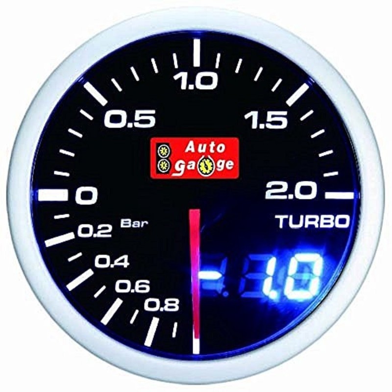 AUTOGAUGE Boost Meter SM 52Φ White/Amber Red Analog Digital Dual