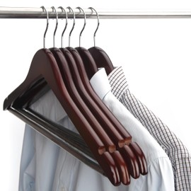 JS HANGER Schima superba Wooden Hangers 20 Pack, Smooth Finish Walnut Wood Coat Hangers for Suit Shirt，Dress, Jacket, Pants Clothes Hanger with Swivel Hook & Notches