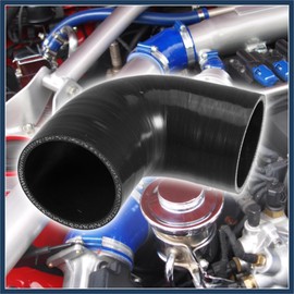 INFINAUTO 1 Set 70mm 2.75" ID 90 Degree Elbow Engine Silicone Hose Black for Car Intercooler Intake Piping with 2 Pcs Clamps Stylish Design