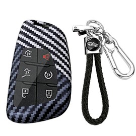 KUNIO Color Collision Design Key Fob Case Fit for Chevy Silverado 1500 2022-2025 Traverse Equinox GMC Sierra 1500 Honda Prologue ABS Key Holder Key Protector Keychain Car Accessories Black-Cord Lock