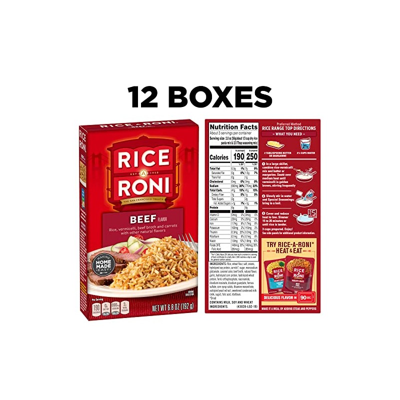 Rice-A-Roni Beef, 6.8oz Boxes (12 Pack)
