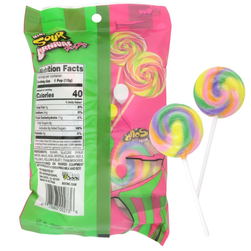 Mini Sour Swirl Lollipops, Individually Wrapped Candy, Party Favors, Bulk