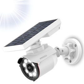(Wire Free Solar Motion Light) Motion Sensor Solar Powered Outdoor Wireless Fake Camera Brightest Floodlights Spot Lighting Spotlight Defiant Activated Detector Home Security LED Lights
