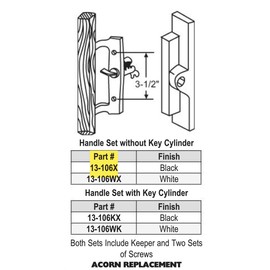 Acorn Patio Door Handle Non-Keyed 13-106X Black