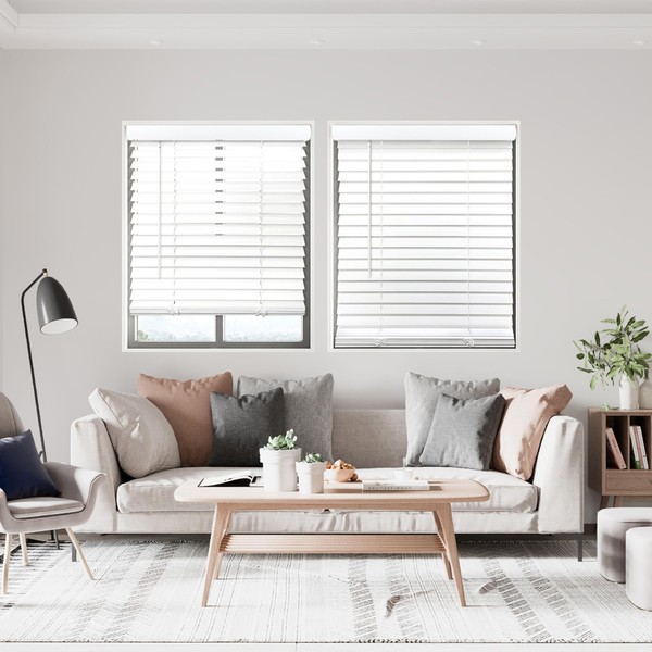 DEZ FURNISHINGS Cordless 2" Signature Smooth Faux Wood Blind, 24.75"