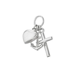 NKlaus 7 mm Faith Love Hope Pendant 925 Sterling Silver 585, 333 Yellow Gold or 333 Like Gold Children, Sterling Silver