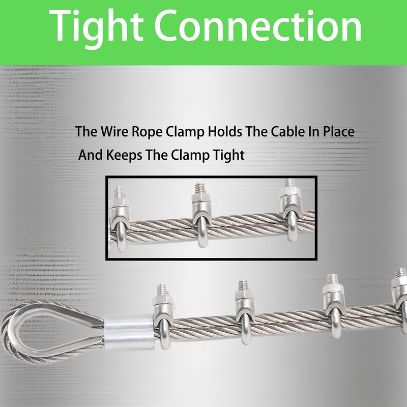 ZCLGOOD 8PCS 5/32" M4 Wire Rope Clamps with Thimbles Set,