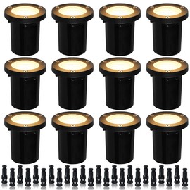 EAGLOD 5W Well Light,12-24V LED In-Ground Low Voltage Landscape Light with Connectors, IP67 Waterproof Landscape Lighting,3000K Paver Lights Warm White for Yard, Garden, Patio (12 Pack)