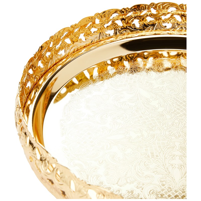 Royal Silver/Gold Round Stylish 23cm Silver/Gold Plated Paandan Tray Home
