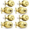 Probrico Polished Brass Keyed Entry Door Knob and Single Cylinder