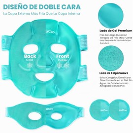 RelaxCoo Mascarilla Facial De Hielo Para Ojeras E Hinchazón, Compresa Fría Y Cálida, Paquete De Mascarilla De Gel Fría Para Mujeres Y Hombres, Migraña