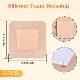 Silicone Foam Dressing with Border,Gentle Adhesive Foam Dressing for Wound Care,Waterproof,Breathable,Highly Absorbent Silicone Bandage Care for Pressure Sores, Ulcers (3×3 Inches, 5 Pcs)