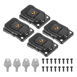 PATIKIL Suitcase Lock Hasp 1.6" x 1.10",4Pcs Iron Toggle Catch Lock with Keys/Screws Latch Clasp for Jewelry Box Wooden Case Toolbox, Black