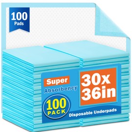VISRIE 100Pcs 30” x 36”Bed Pads Disposable Adult, Incontinence Bed Pads, Super Absorbency Chucks Pads Disposable, Chucks Underpads Extra Large, Pee Pads for Adults, Pets & Kids, Puppy Training Pads
