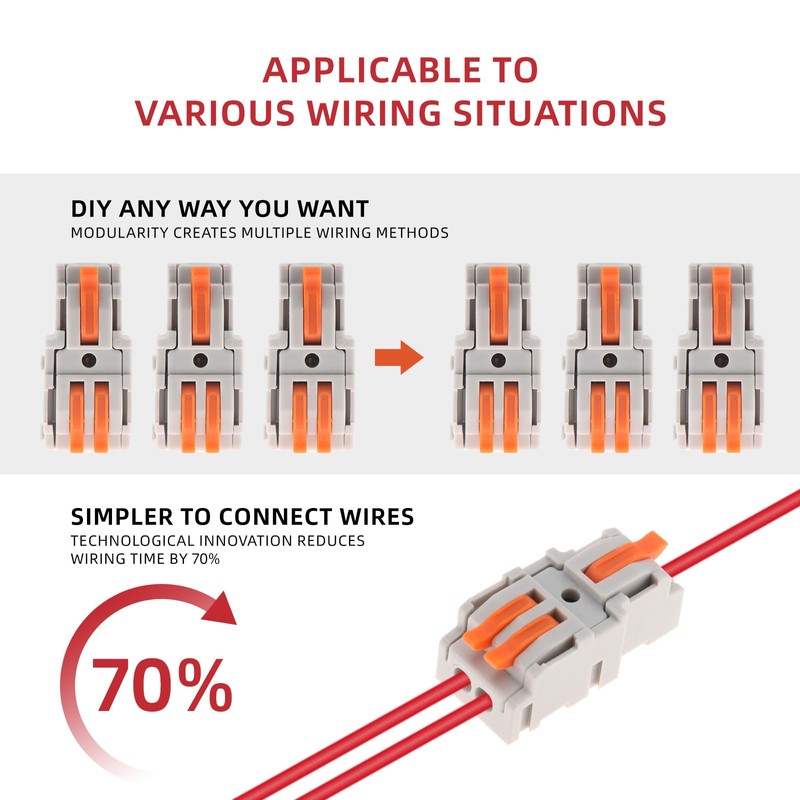 DIANN 10pcs Lever Wire Connectors 1 in 2 Out Circuit