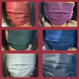 Amalet Roses Color Mask, Non-woven Fabric, Disposable, for Adults, Three-Layer Structure, Virus, Pollen Protection, Splash Prevention, Mask Color (50 Pieces, Wine)