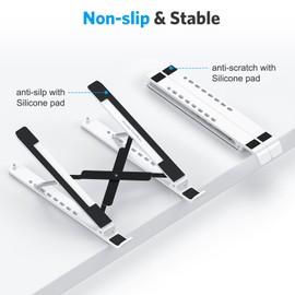 Laptop Stand, OMOTON Laptop Stand for Desk Ergonomic 7-Levels Angles Adjustable Computer Stand, Portable ABS Laptop Riser Holder Compatible with All Laptops and iPad（10-15.6"） (White)