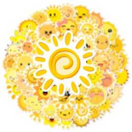 Cute Sunshine Stickers 50 Pack Laptop Stickers,Cartoon Sun Vinyl Waterproof Stickers for Water Bottles Skateboard Scrapbook Bike Computer,Phone,-Graffiti Stickers Pack for Teens Girls Kids